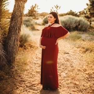 Mother Bee maternity dress color wine